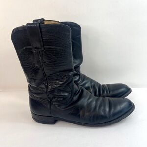 Justin Mens Classic Ropers Western Boots 3133 Sz 9B Black Leather JFlex Sole USA
